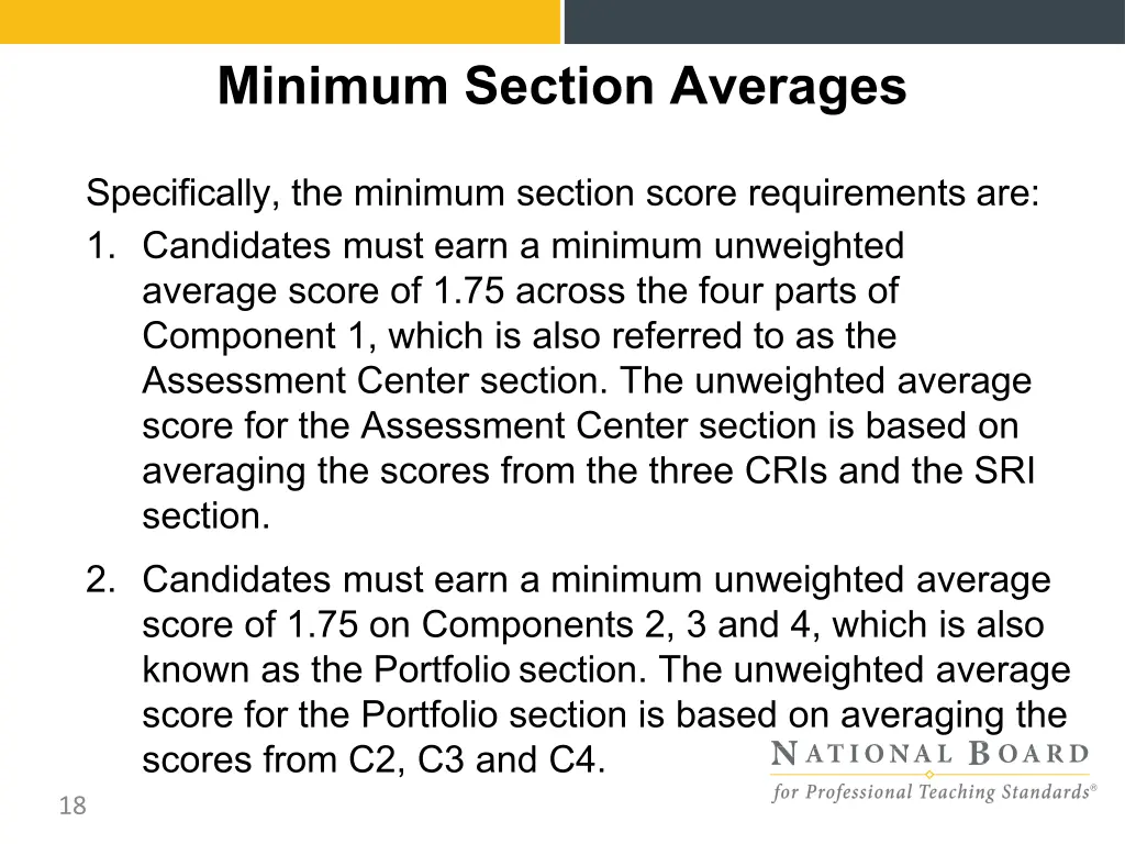 minimum section averages 1