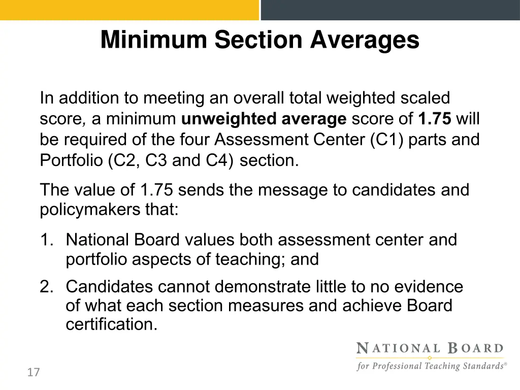 minimum section averages