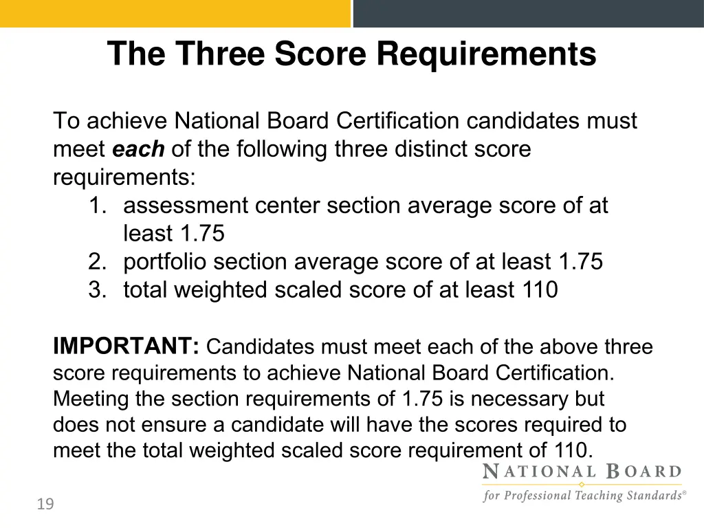 the three score requirements