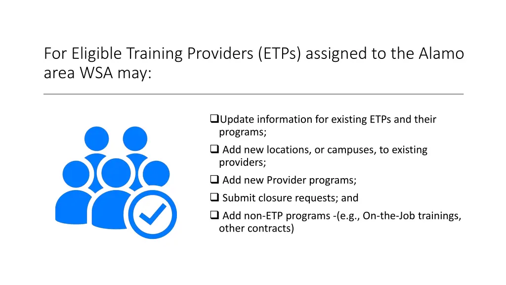 for eligible training providers etps assigned