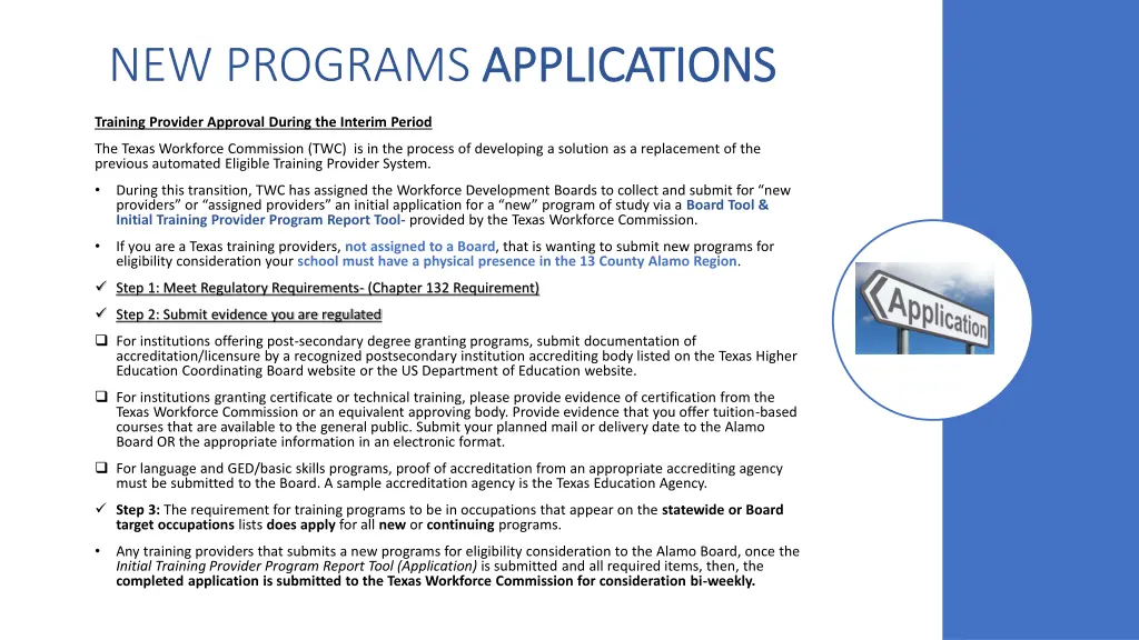 new programs applications