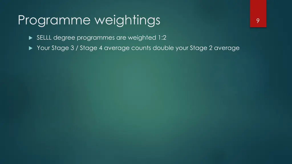 programme weightings