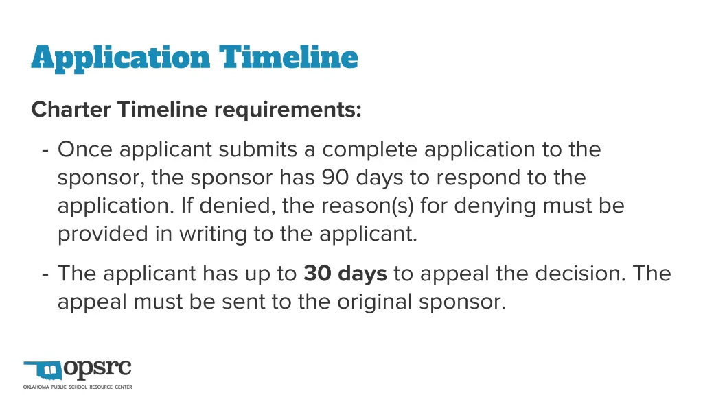 application timeline