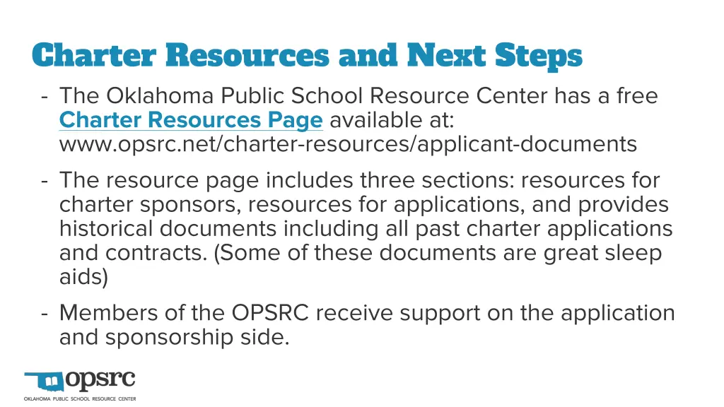 charter resources and next steps the oklahoma