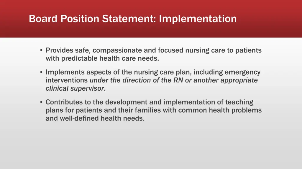 board position statement implementation