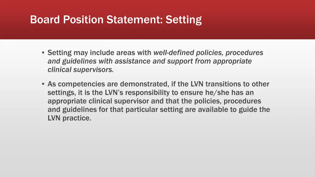 board position statement setting