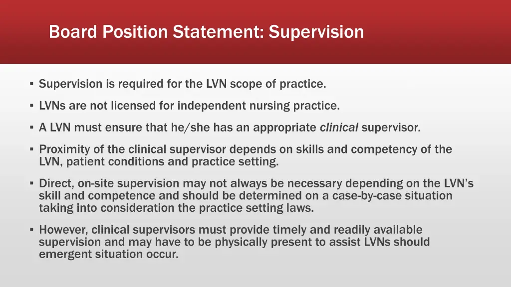 board position statement supervision