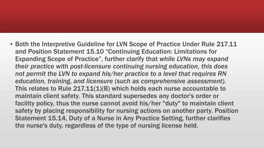 both the interpretive guideline for lvn scope