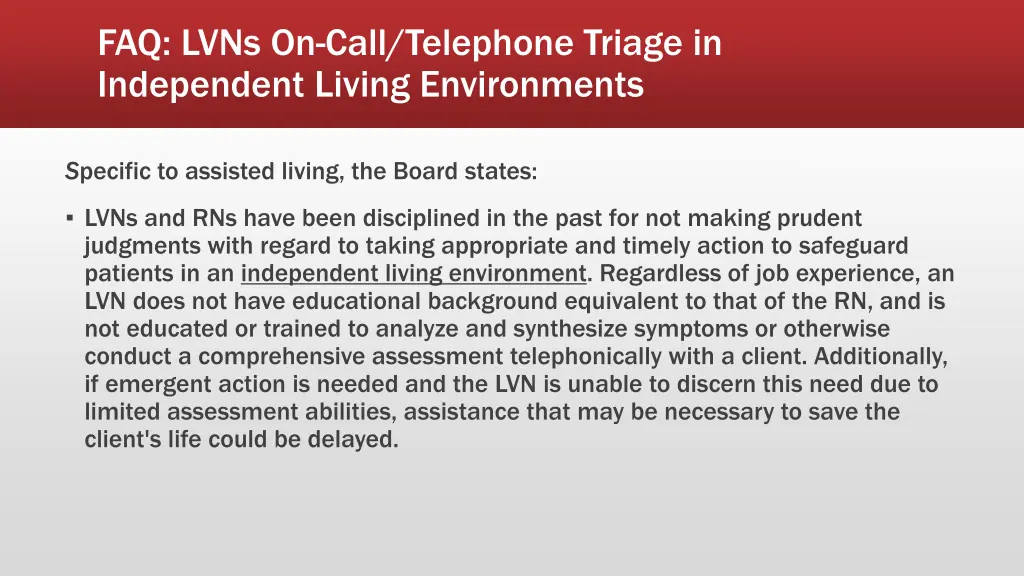 faq lvns on call telephone triage in independent