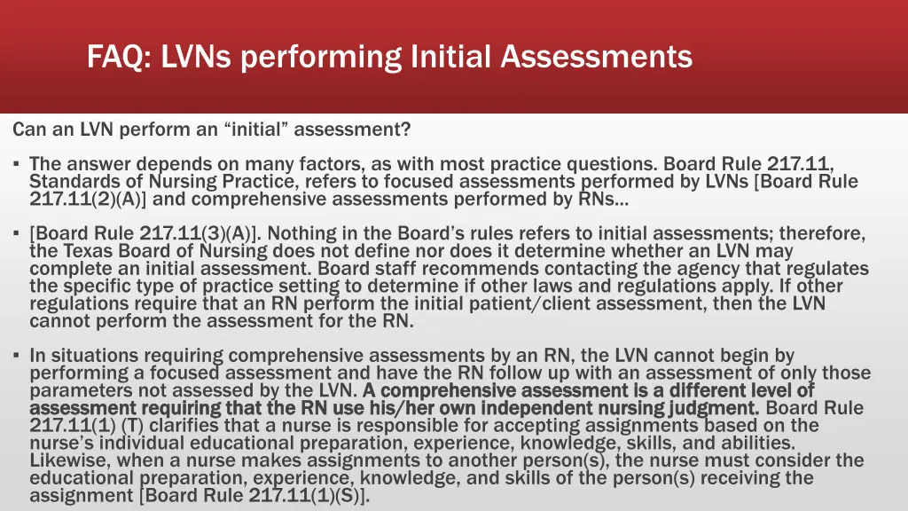 faq lvns performing initial assessments