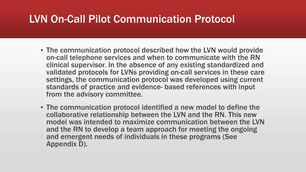 lvn on call pilot communication protocol