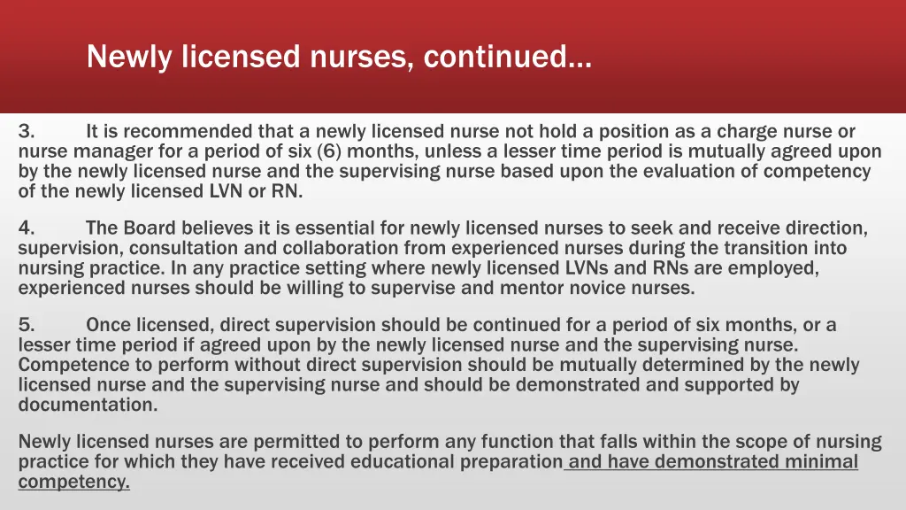 newly licensed nurses continued