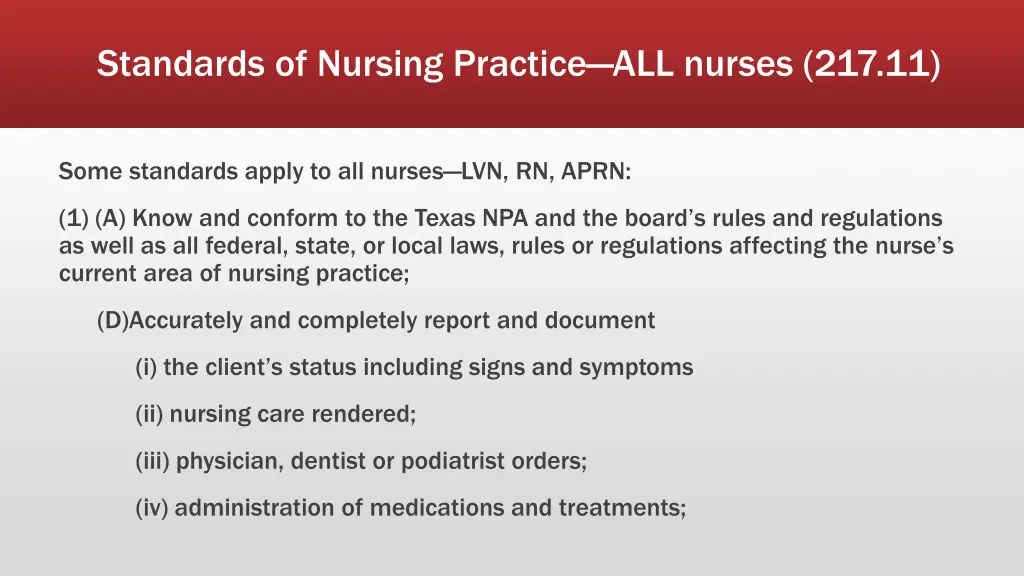 standards of nursing practice all nurses 217 11