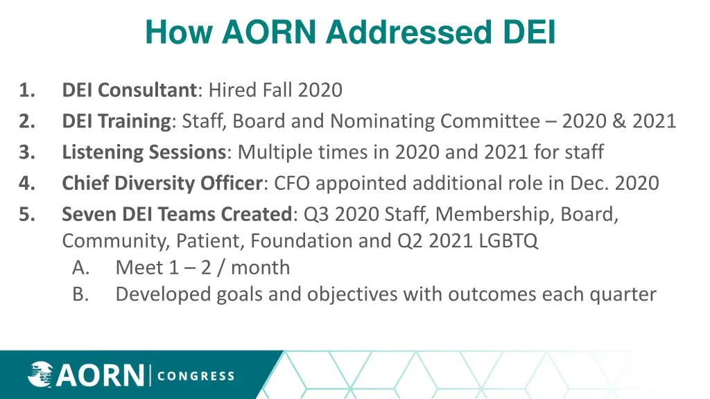 how aorn addressed dei