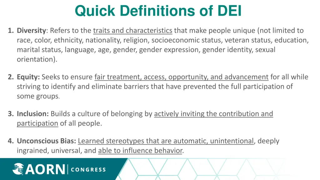 quick definitions of dei