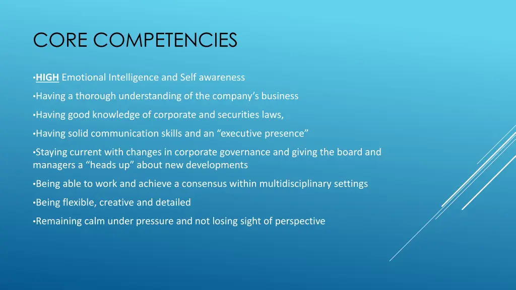 core competencies