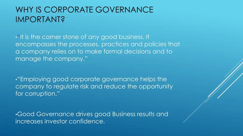 why is corporate governance important