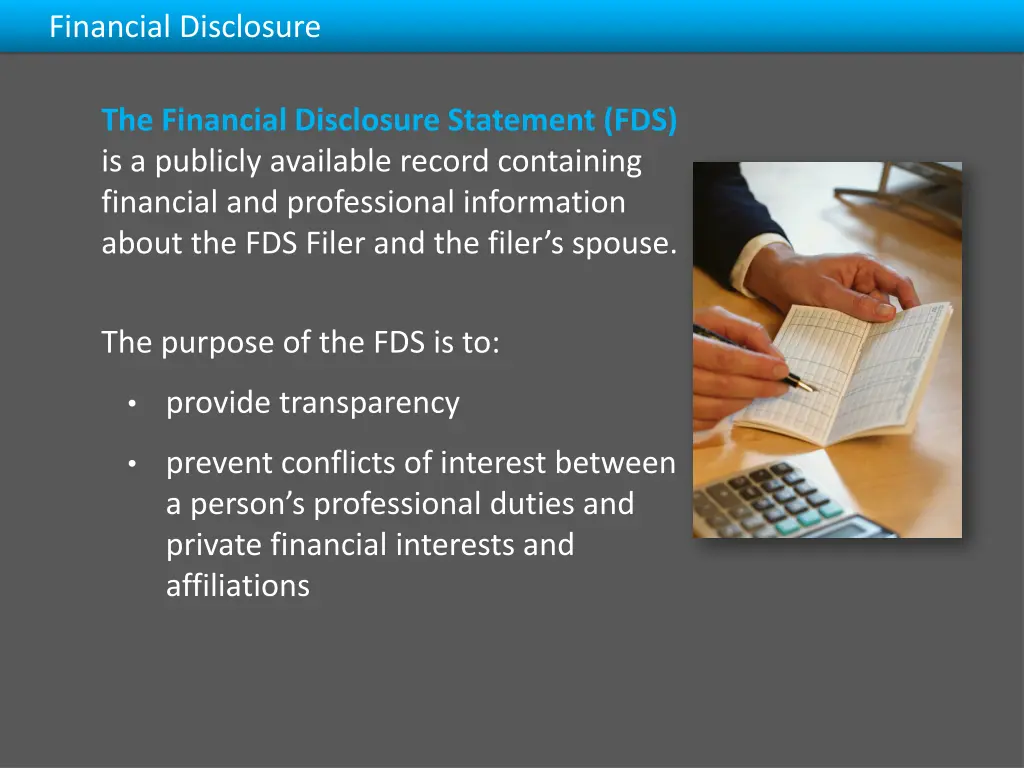 financial disclosure