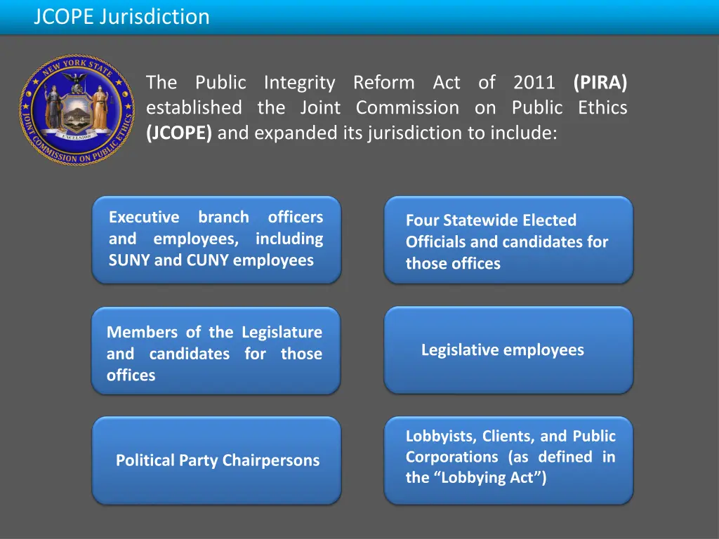 jcope jurisdiction