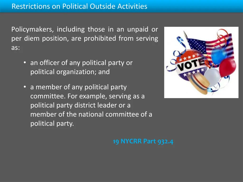 restrictions on political outside activities