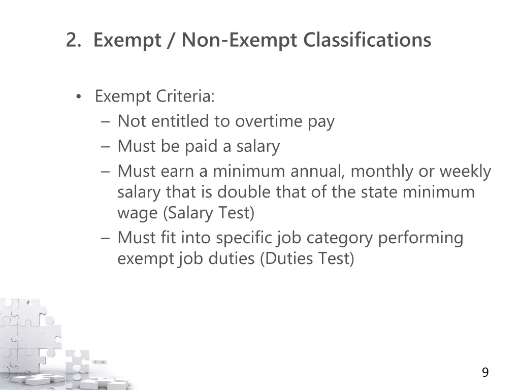 2 exempt non exempt classifications 1