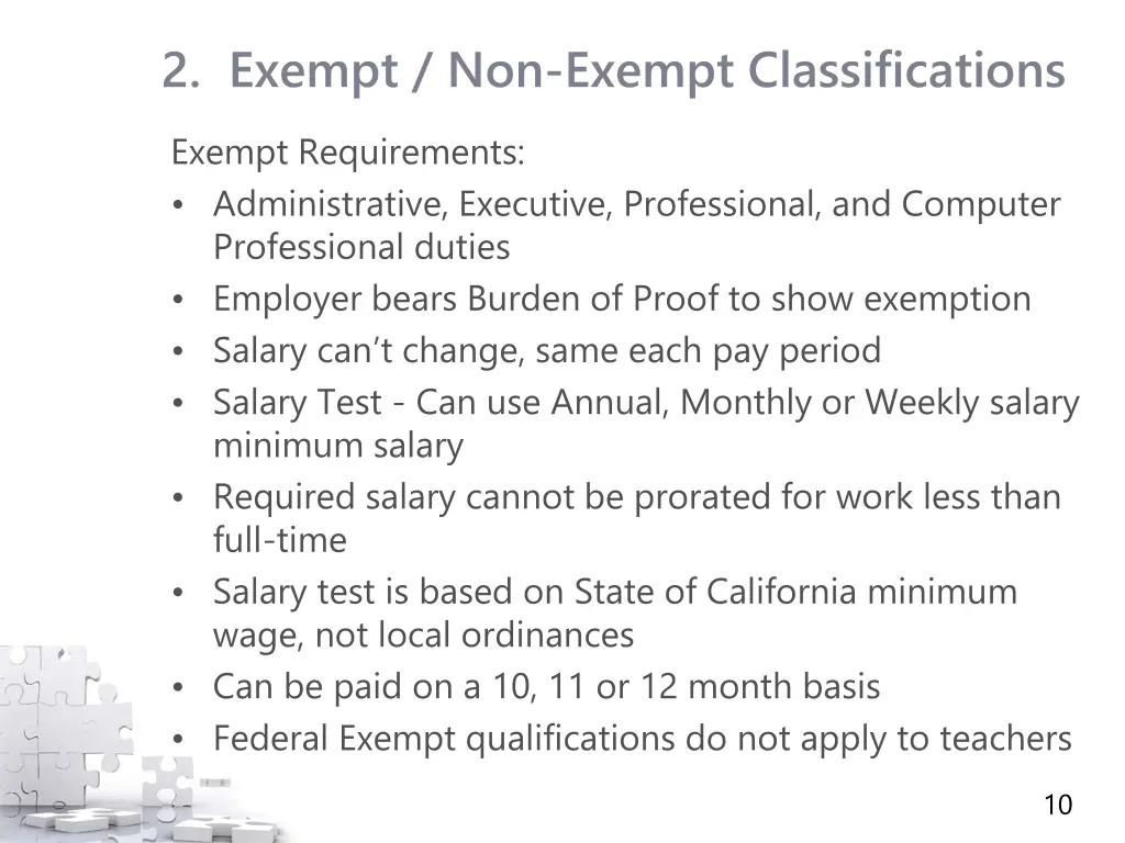 2 exempt non exempt classifications 2