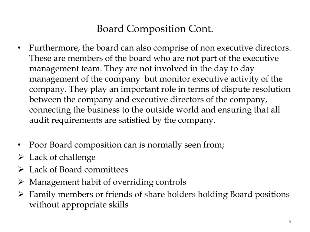 board composition cont