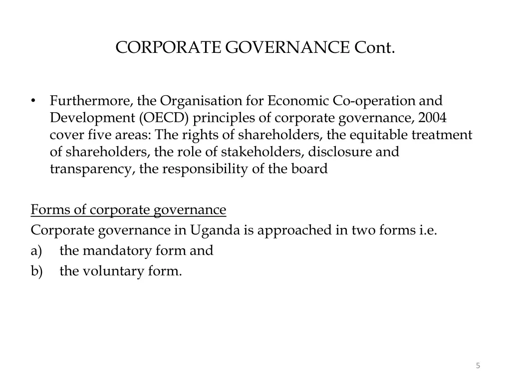 corporate governance cont