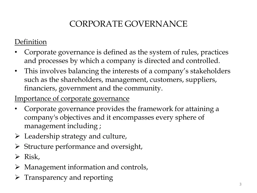 corporate governance