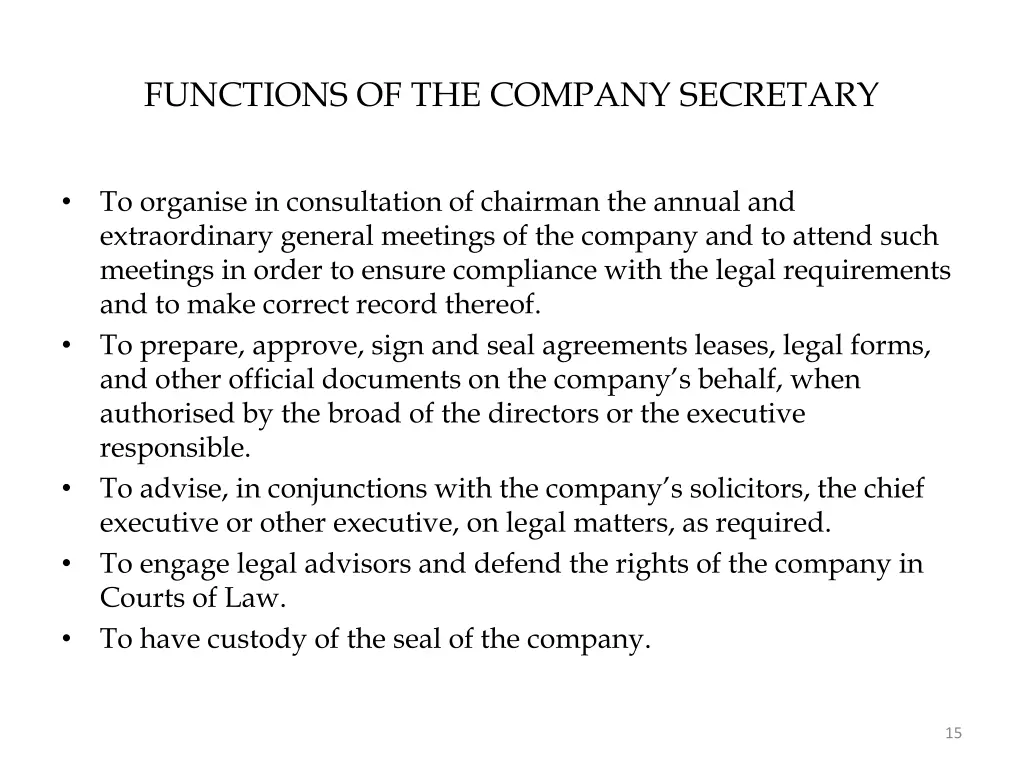 functions of the company secretary 1