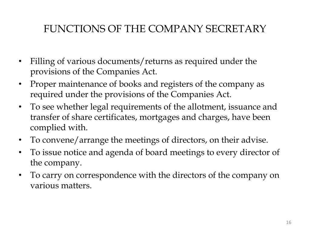 functions of the company secretary 2