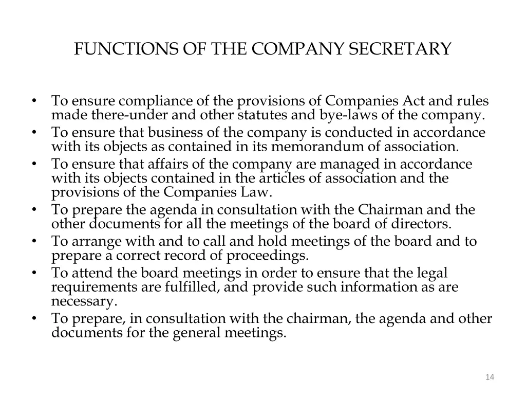 functions of the company secretary