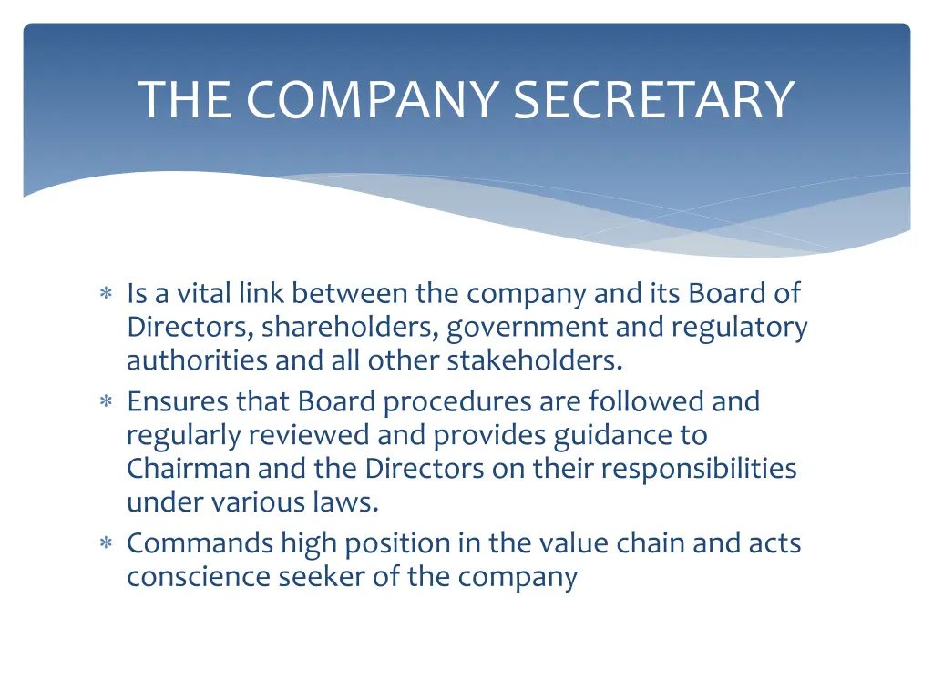 the company secretary