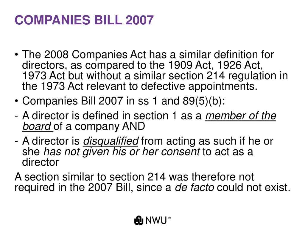 companies bill 2007