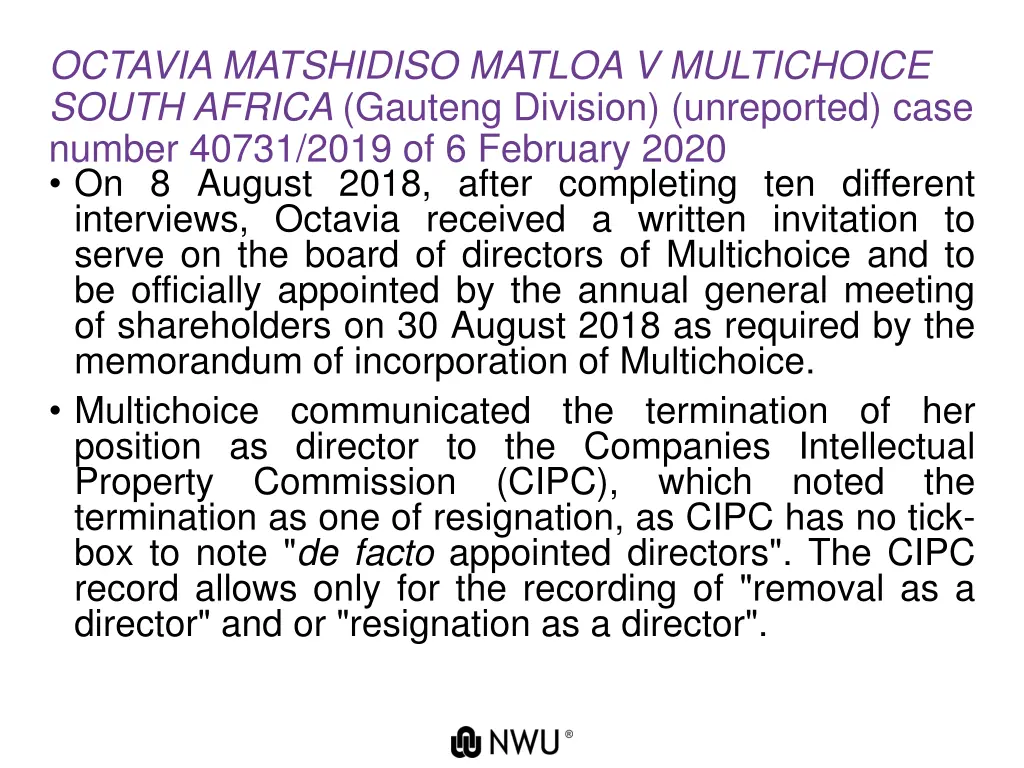 octavia matshidiso matloa v multichoice south