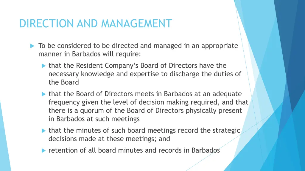 direction and management