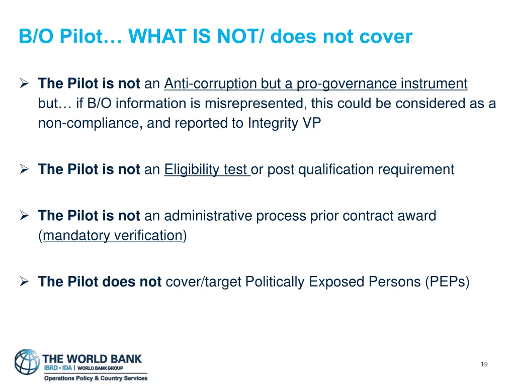 b o pilot what is not does not cover