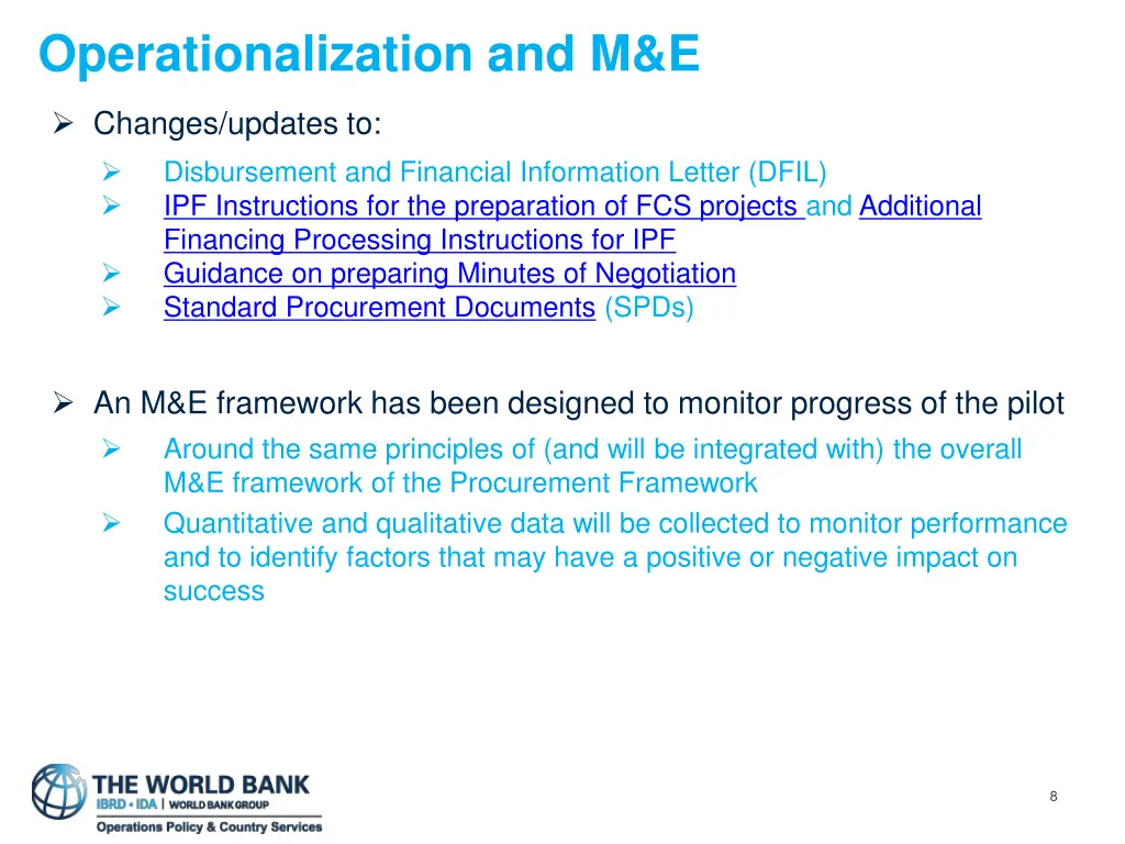 operationalization and m e