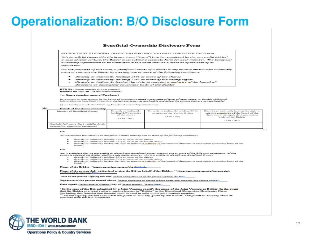 operationalization b o disclosure form