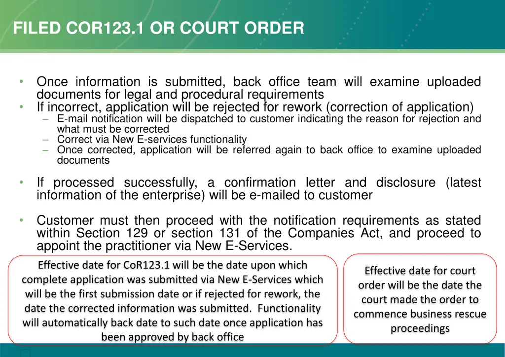 filed cor123 1 or court order