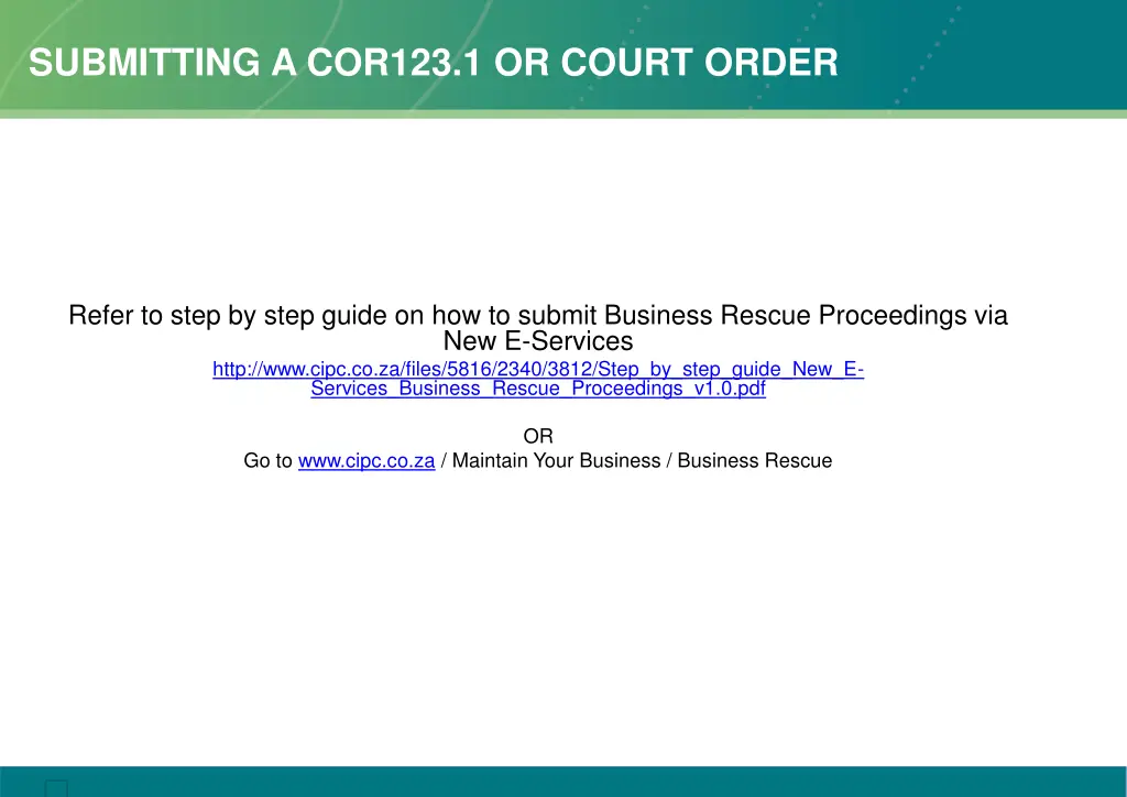 submitting a cor123 1 or court order 1