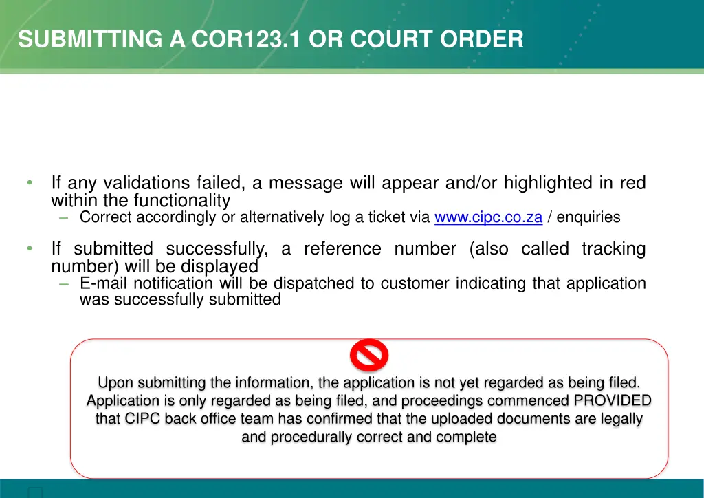 submitting a cor123 1 or court order