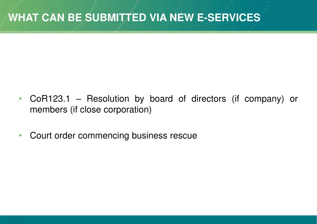 what can be submitted via new e services