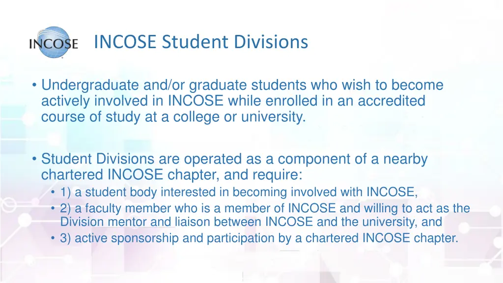 incose student divisions