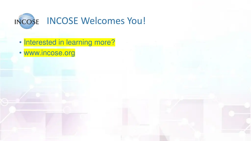 incose welcomes you