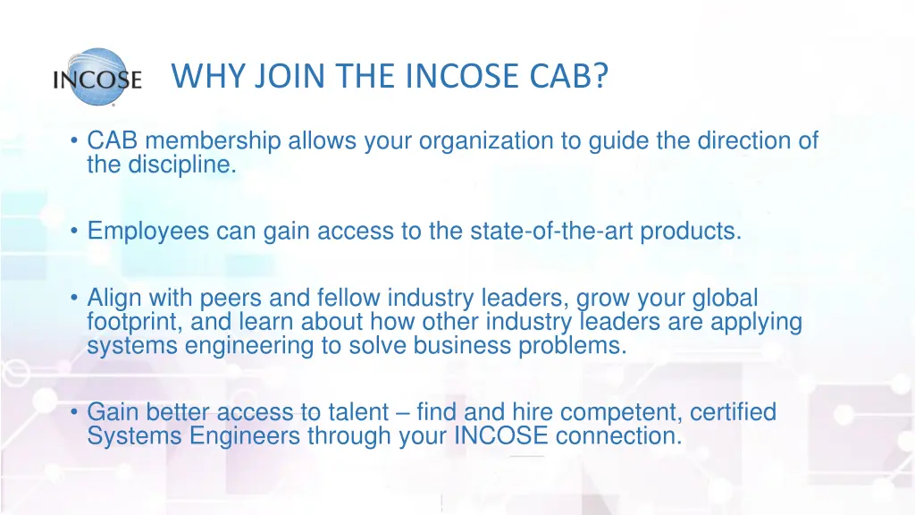 why join the incose cab