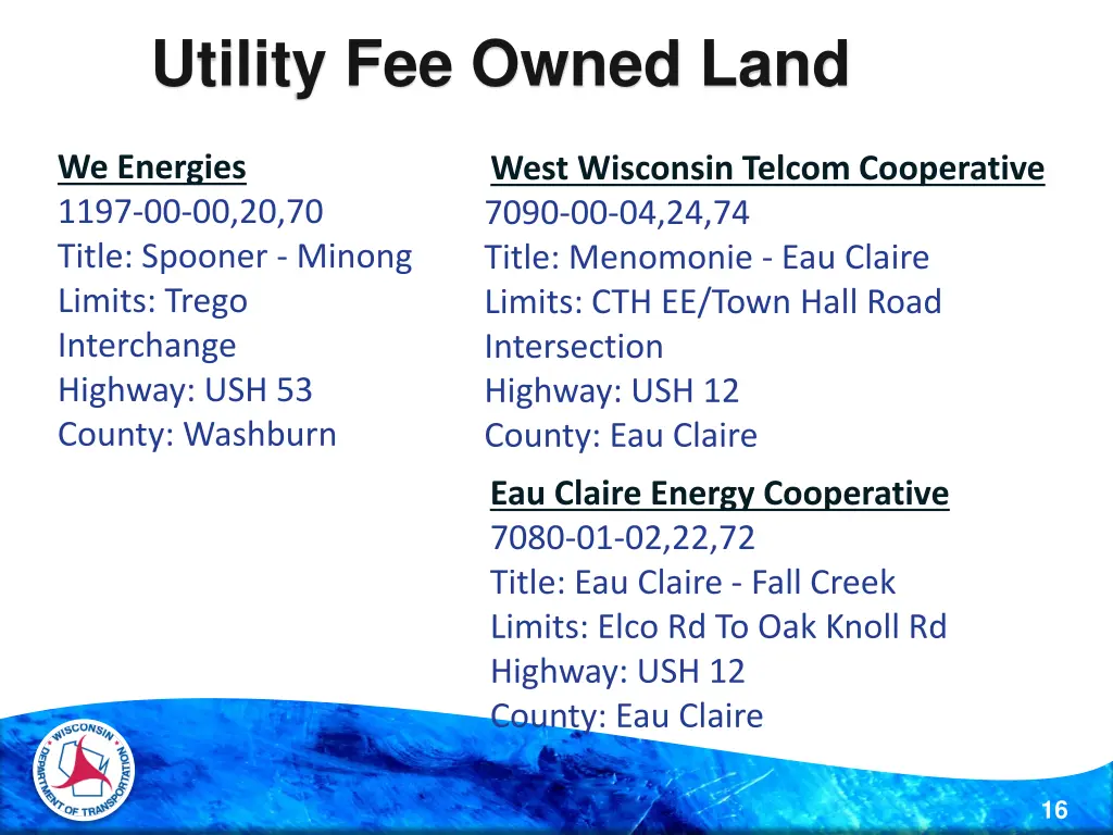 utility fee owned land