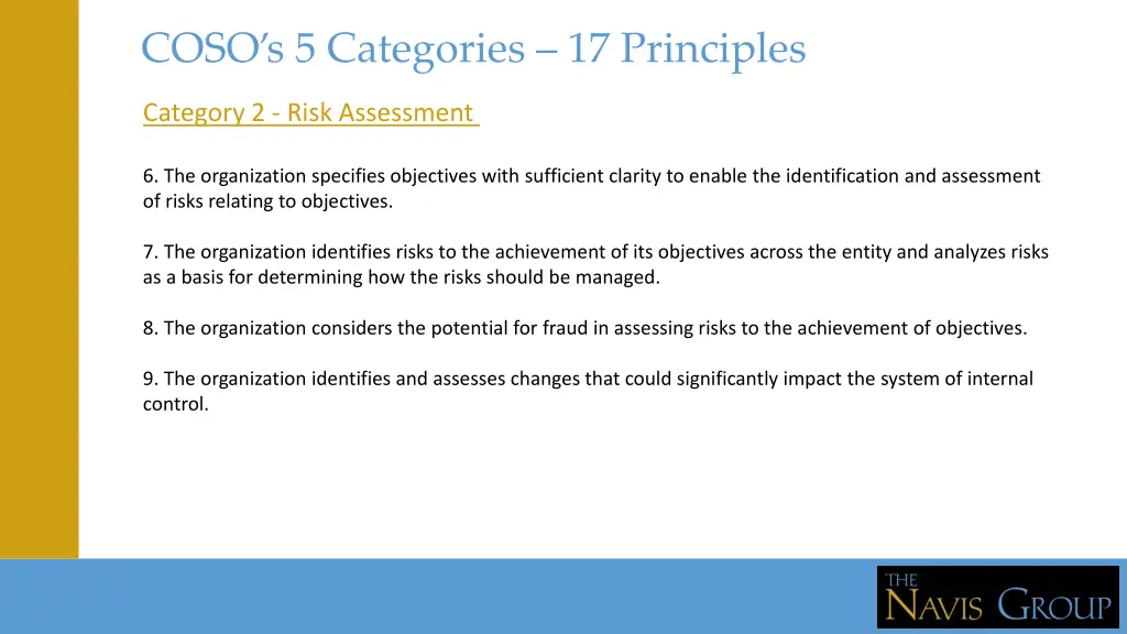 coso s 5 categories 17 principles 1