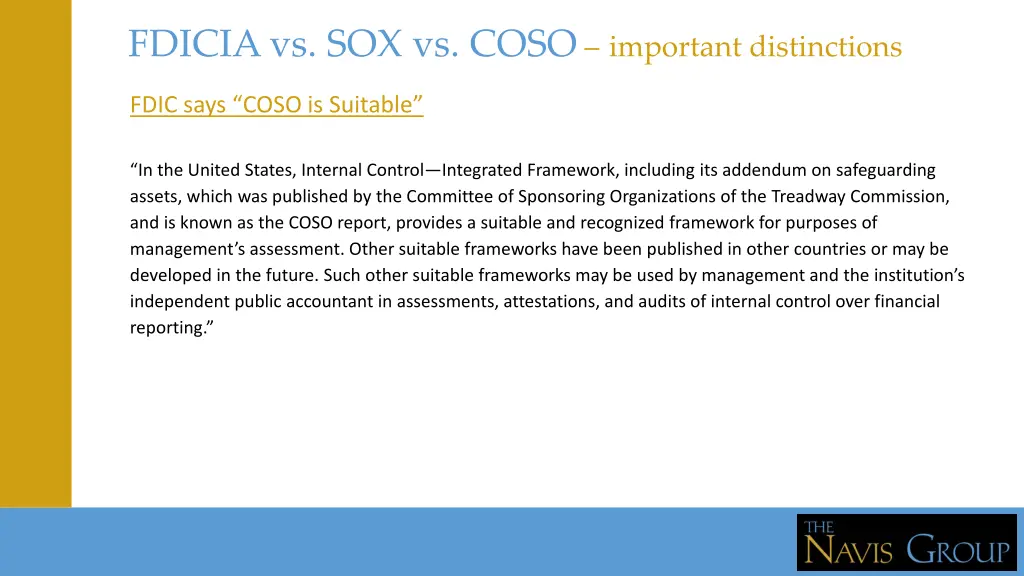 fdicia vs sox vs coso important distinctions 3