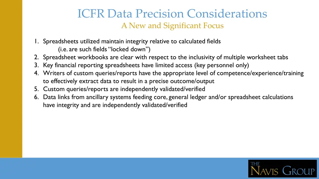 icfr data precision considerations